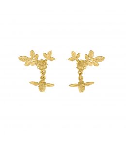 Floral Bloom Stud Earrings with Bee Drops Product Photo