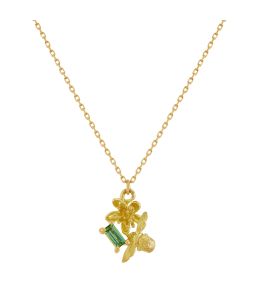 18ct Yellow Gold Beekeeper Pollen Necklace with Baguette Cut Green Tourmaline Product Photo
