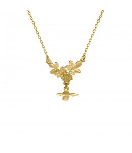 18ct Yellow Gold Floral Cluster Necklace with Bee Drop Product Photo