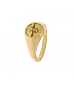 18ct Yellow Gold Signet Ring with Isty Bitsy Bee Product Photo