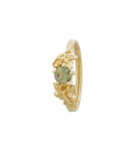18ct Yellow Gold Beekeeper Solitaire Ring with 5mm Olive Green Sapphire Product Photo