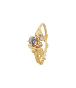 18ct Yellow Gold Beekeeper Pale Green & Blue Sapphire Trilogy Ring Product Photo