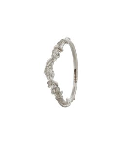 18ct White Gold Beekeeper Half Curve Vine Ring with Floral Details Product Photo
