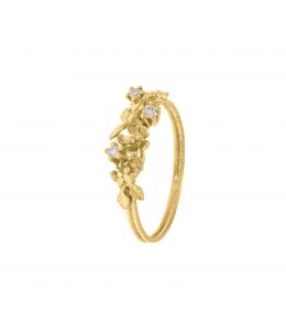 18ct Yellow Gold Beekeeper Twist Ring with Three Diamonds Product Photo