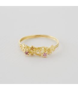 Beekeeper Twist Ring with Purple, Yellow & Pink Sapphires, 18ct Yellow Gold