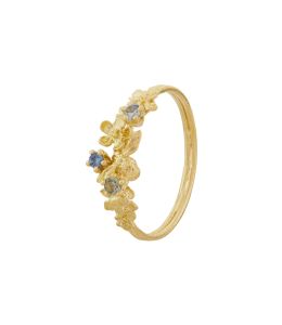 Beekeeper Twist Ring with Pale Blue & Green Sapphires, 18ct Yellow Gold | 18ct Yellow Gold | L