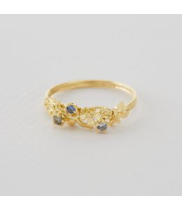 Beekeeper Twist Ring with Pale Blue & Green Sapphires, 18ct Yellow Gold