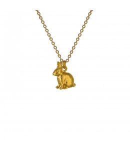 Gold Plate Sitting Bunny Necklace Product Photo