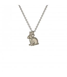 Silver Sitting Bunny Necklace Product Photo