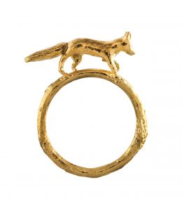 Gold Plate Prowling Fox Ring on Paper