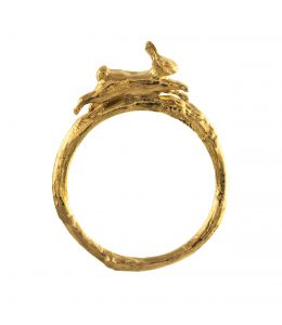 Gold Plate Leaping Rabbit Ring on Paper