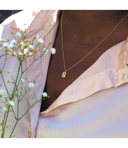 Teeny Tiny Floral Letter B Necklace