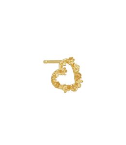 18ct Yellow Gold Tiny Floral Heart "Charity" Single Stud Earring Product Photo
