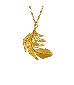 Gold Plate Big Feather Necklace Product Photo