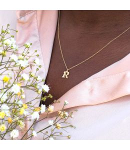 Teeny Tiny Floral Letter R Necklace