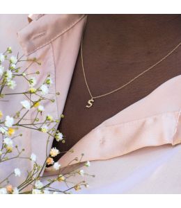 Teeny Tiny Floral Letter S Necklace