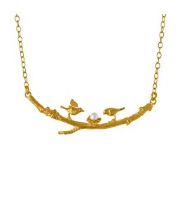 Gold Plate Two Birds on a Branch Necklace Product Photo