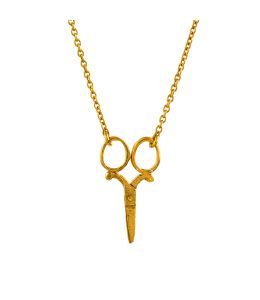 Gold Plate Little Inline Sewing Scissors on Paper