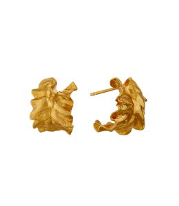 Gold Plate Chard Leafy Hoop Earrings Product Photo