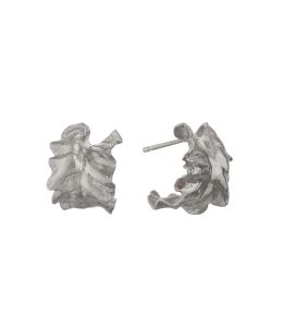 Silver Chard Leafy Hoop Earrings Product Photo