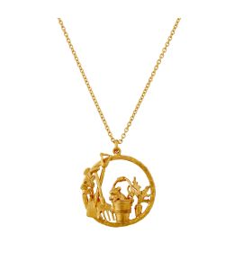 Gold Plate Allotment Loop Necklace with Playful Mouse Product Photo