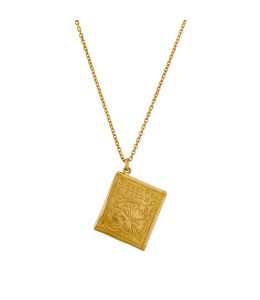 Gold Plate Sweetpea Seed Packet Necklace Product Photo