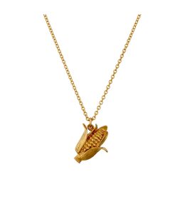 Gold Plate Juicy Corn on the Cob Necklace Product Photo