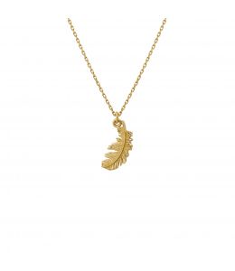 18ct Yellow Gold Teeny Tiny Plume Feather Necklace Product Photo