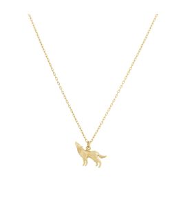 18ct Yellow Gold Teeny Tiny Howling Wolf Necklace Product Photo