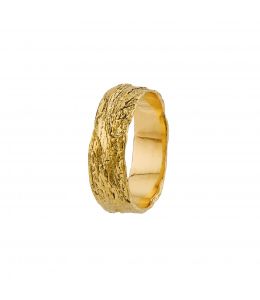 18ct Yellow Gold Wide Bark 6.5mm Band Product Photo