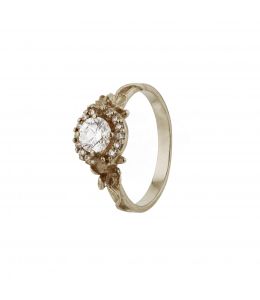 18ct White Gold Large Diamond Spring Halo Ring Product Photo