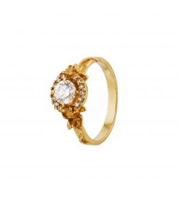 18ct Yellow Gold Large Diamond Spring Halo Ring Product Photo