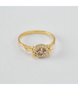 Small Champagne Diamond Spring Halo Ring