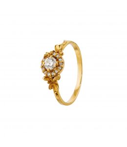 18ct Yellow Gold Small Diamond Spring Halo Ring Product Photo