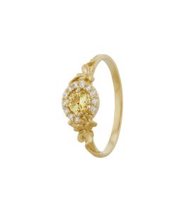 18ct Yellow Gold Small Spring Halo Ring with Responsibly Sourced 0.33ct Citrus Yellow Sapphire and Brilliant Cut Diamond Halo Product Photo