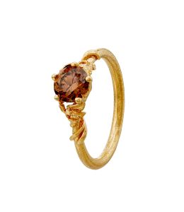 18ct Yellow Gold Wild Rose Leaf & Vine Chocolate Diamond Ring Product Photo