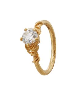 18ct Yellow Gold Wild Rose Leaf & Vine Diamond Ring Product Photo