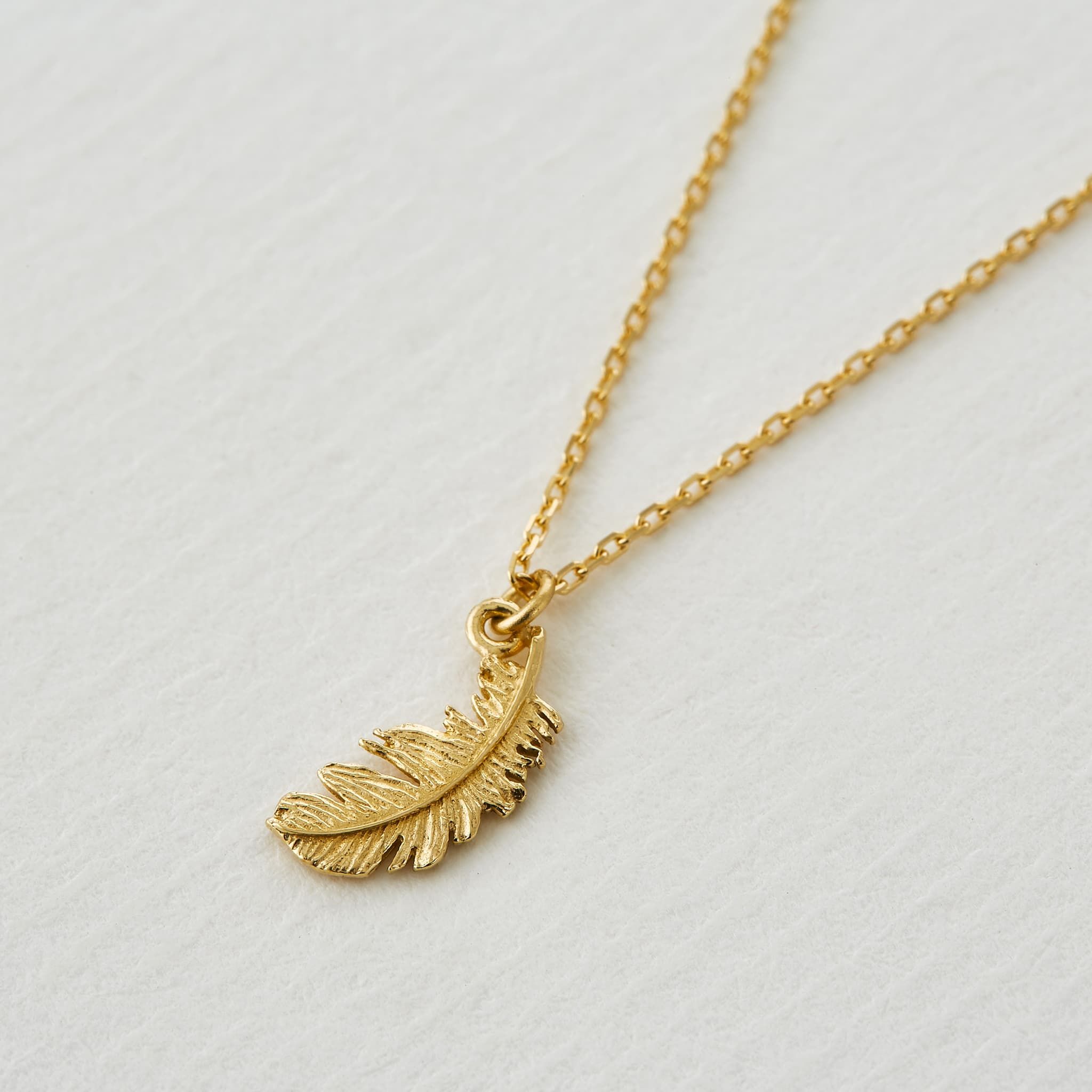 Gold Feather Charm 9ct Yellow, Rose and White Gold 18ct Gold 18ct Yellow Gold / with Necklace 16-18 Adjuster Chain 18ct Yellow Gold